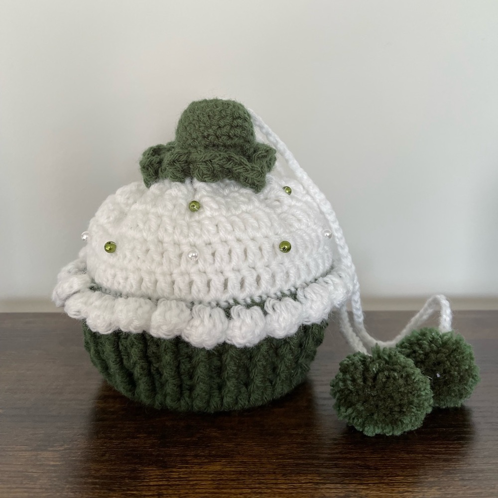 Pouch mini handbag crochet drawstring cupcake